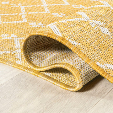 Ourika Moroccan Geometric Textured Weave Indoor/outdoor Area Rug